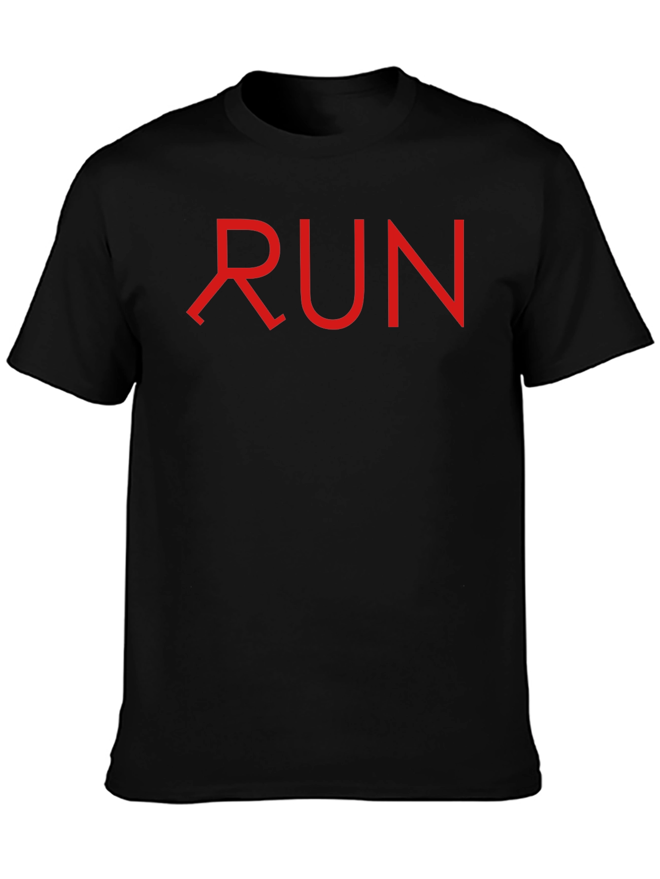Mens Black RUN Graphic Tee - Athletic Style