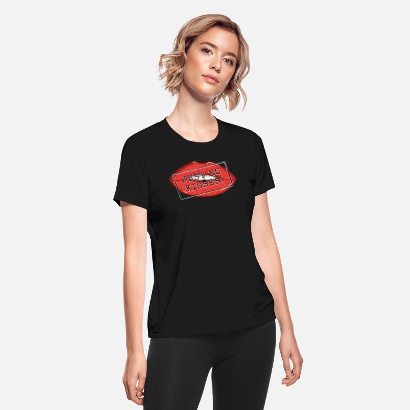 Red lips with the text: 'Just no kisses!'