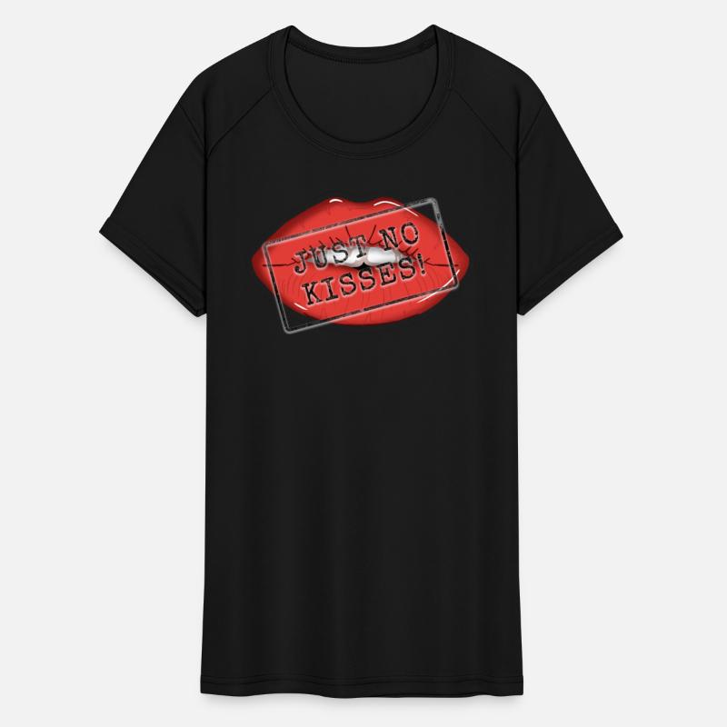 Red lips with the text: 'Just no kisses!'