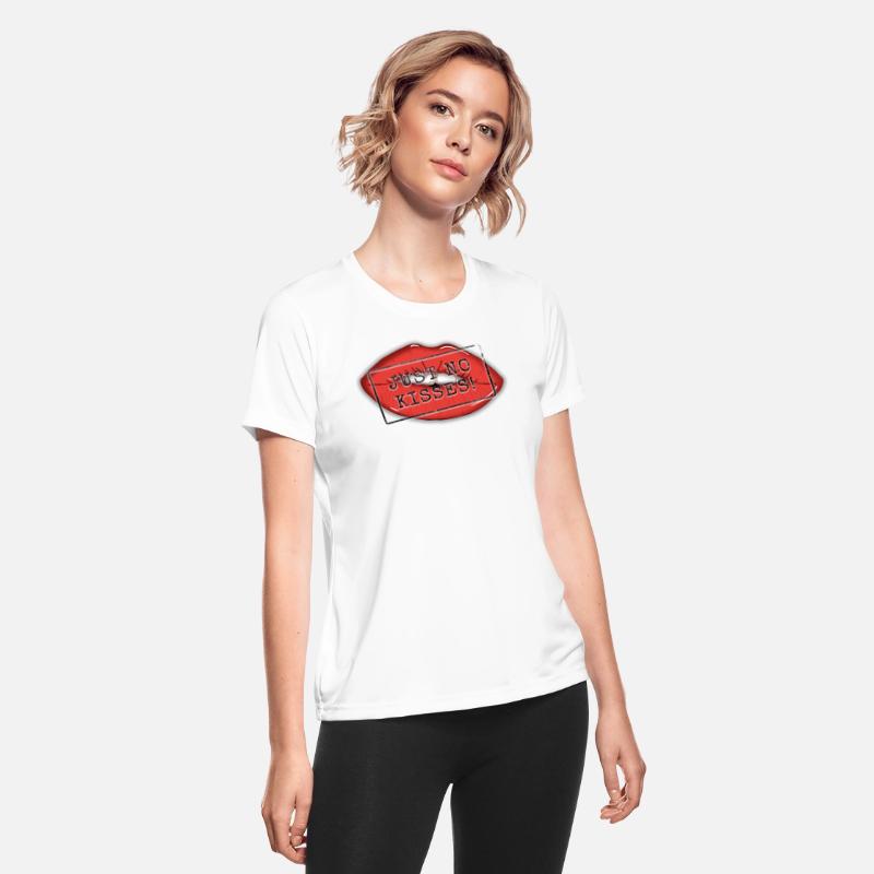 Red lips with the text: 'Just no kisses!'