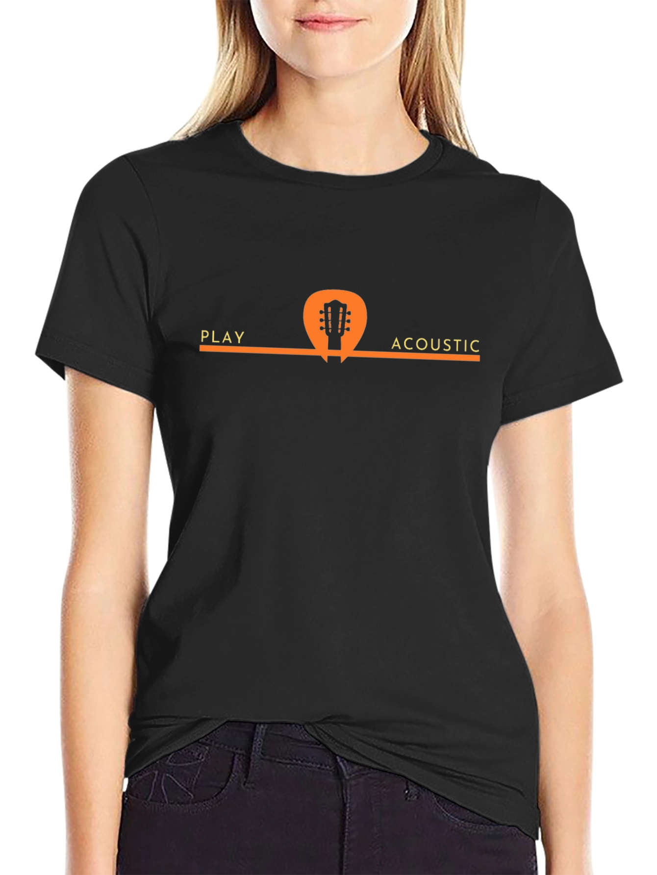 Play Acoustic Guitar Black T-Shirt