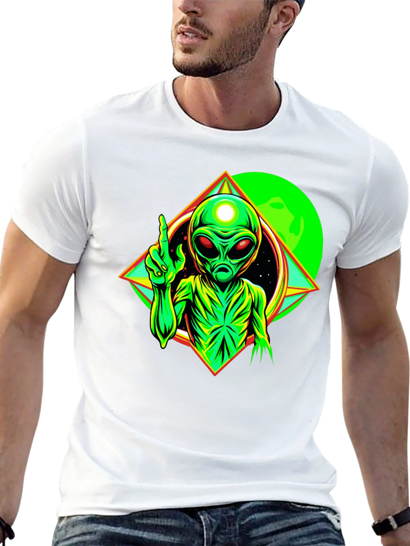 Cosmic Alien Graphic Tee - Black