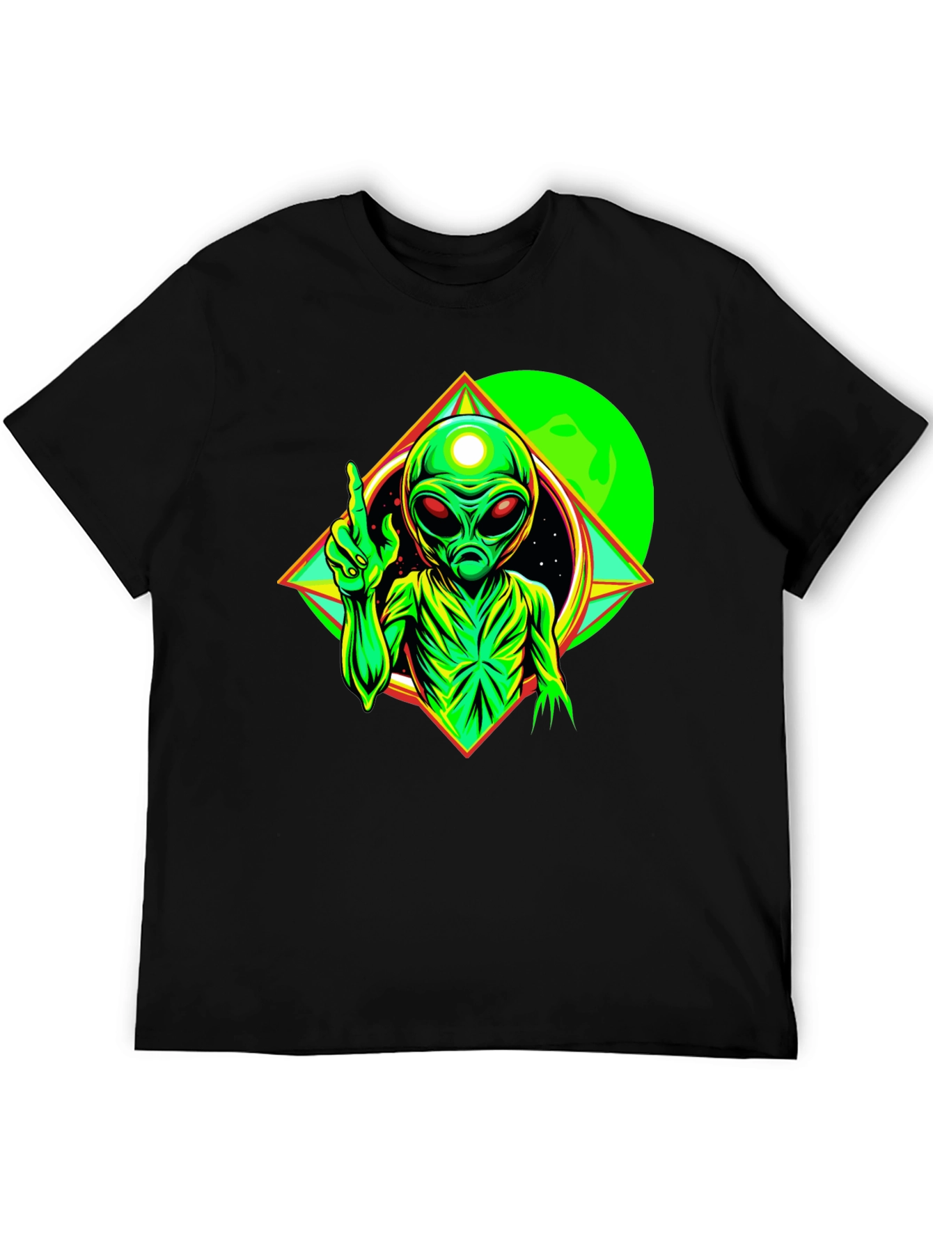Cosmic Alien Graphic Tee - Black