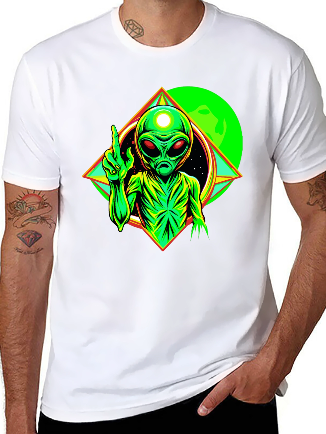 Cosmic Alien Graphic Tee - Black