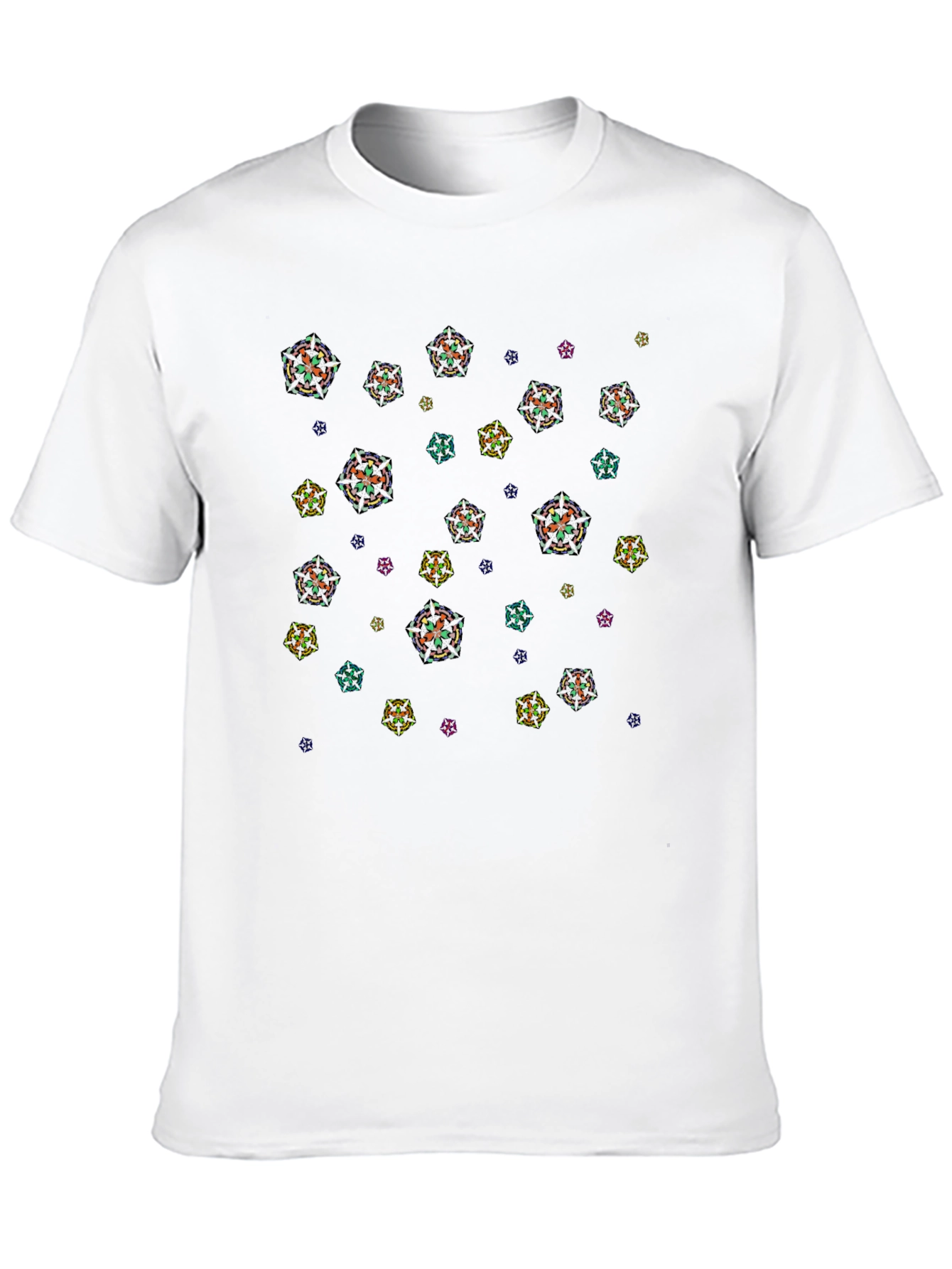 Abstract Floral Pattern Black T-Shirt
