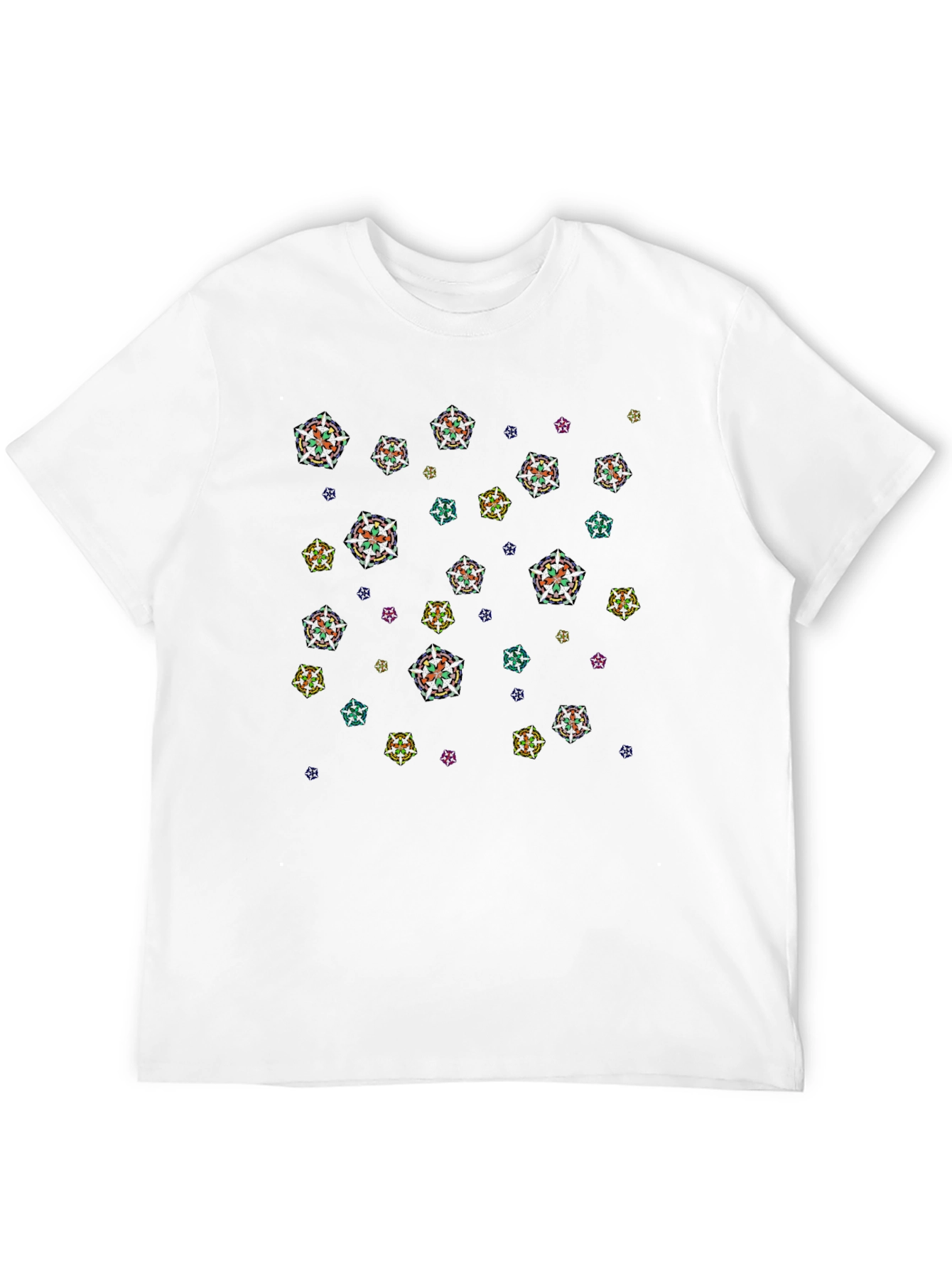 Abstract Floral Pattern Black T-Shirt