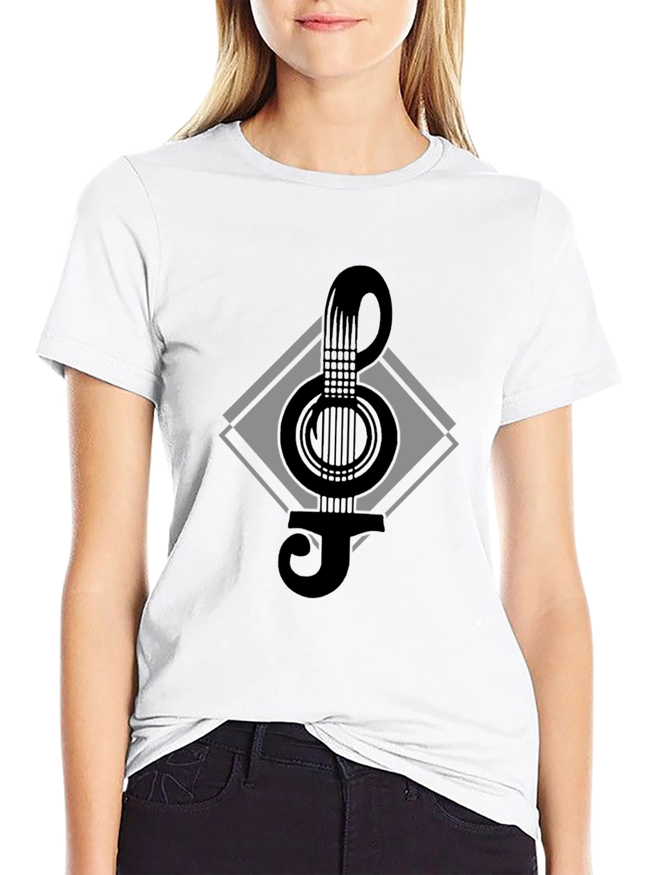 Musical Treble Clef Guitar Graphic Tee
