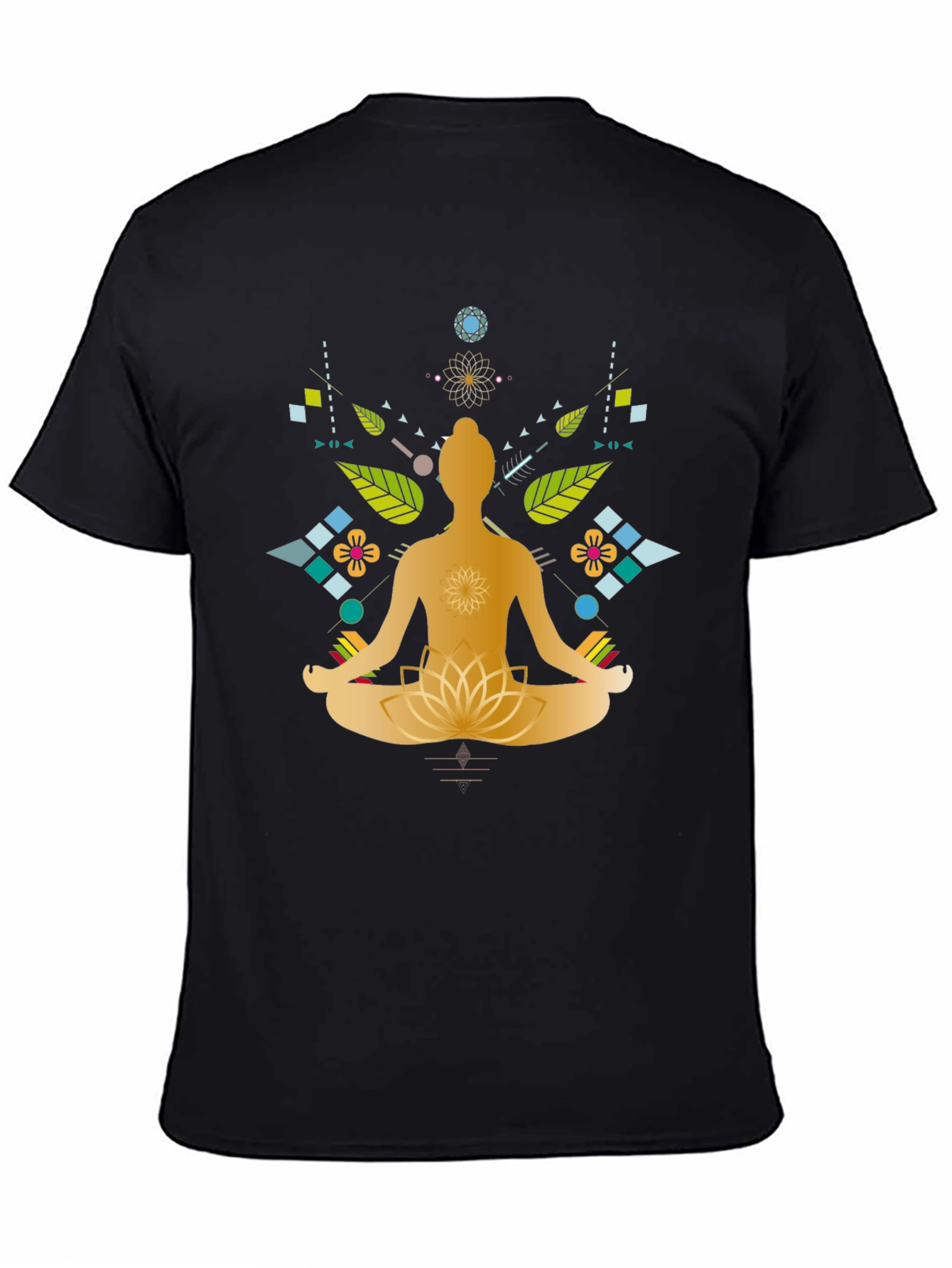 Meditative Lotus Graphic Tee - Black