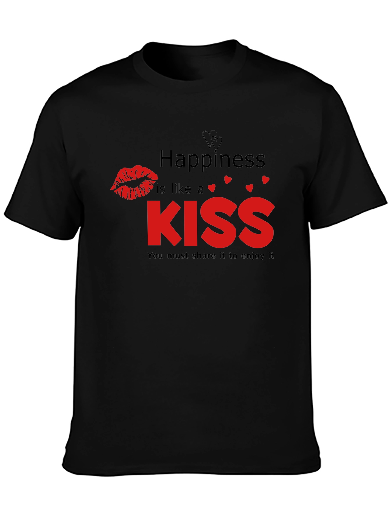 Happiness Kiss Graphic Tee - Black
