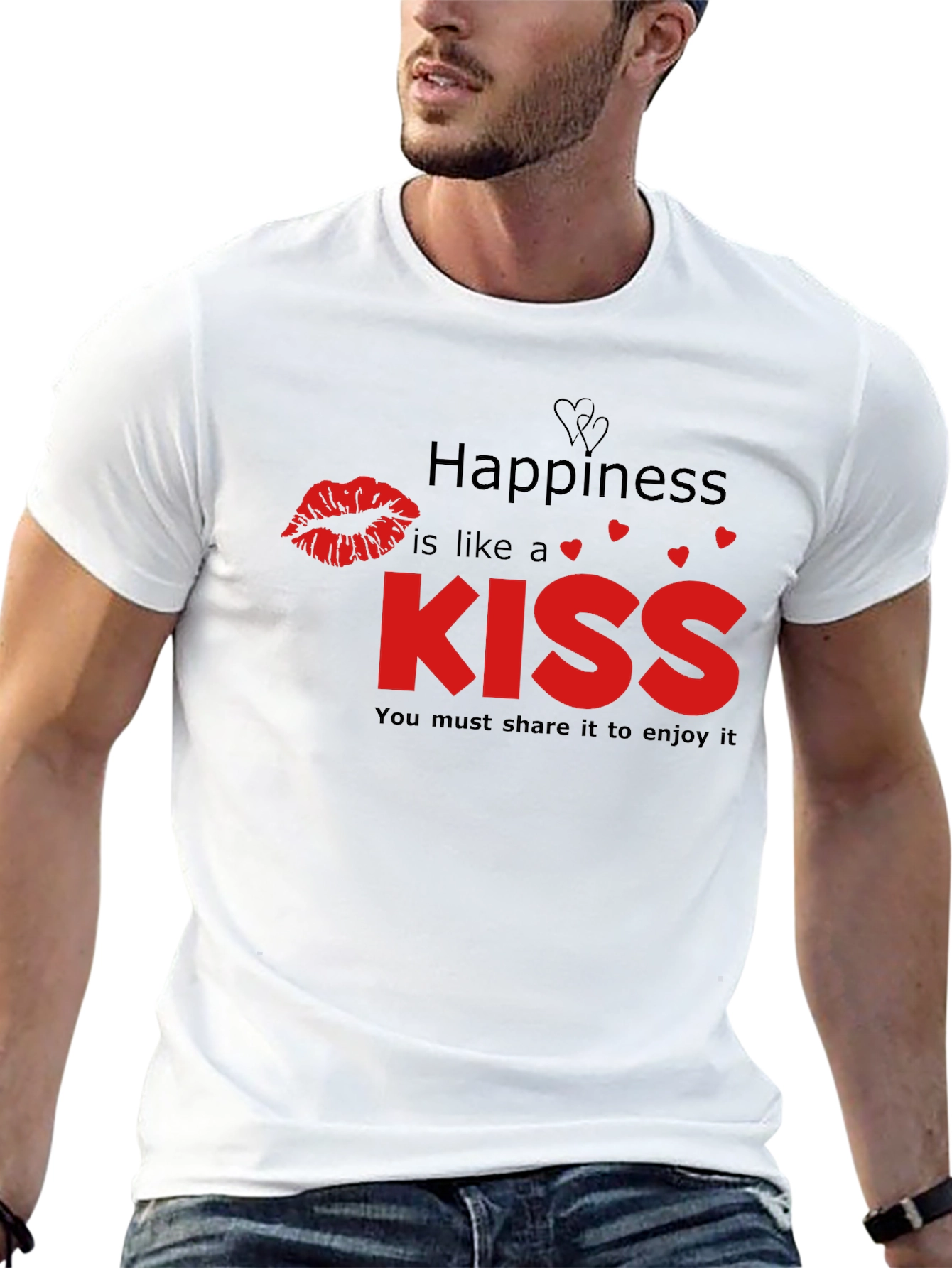 Happiness Kiss Graphic Tee - Black