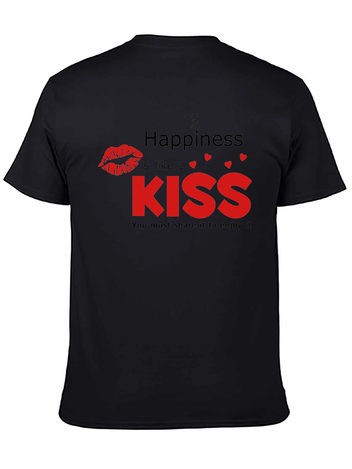 Happiness Kiss Graphic Tee - Black