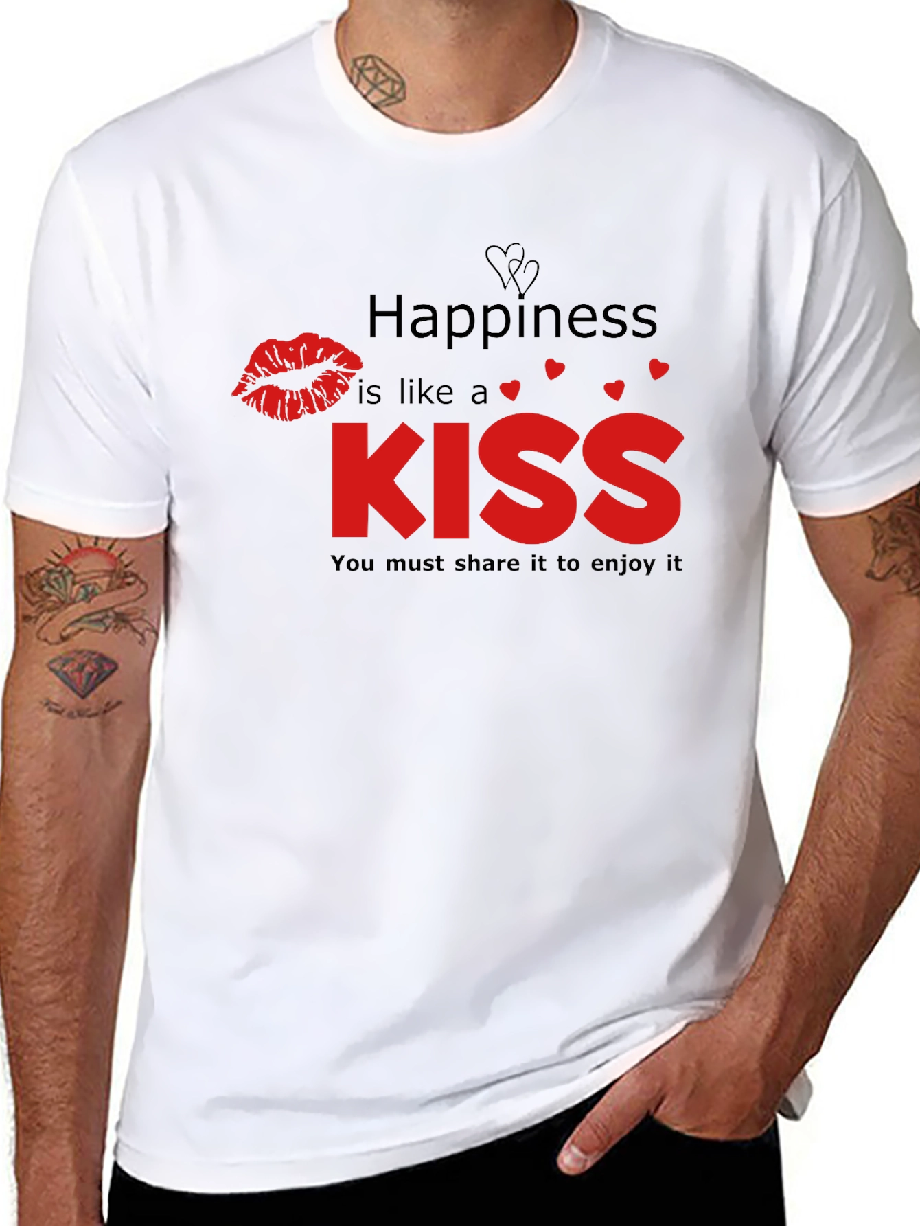 Happiness Kiss Graphic Tee - Black