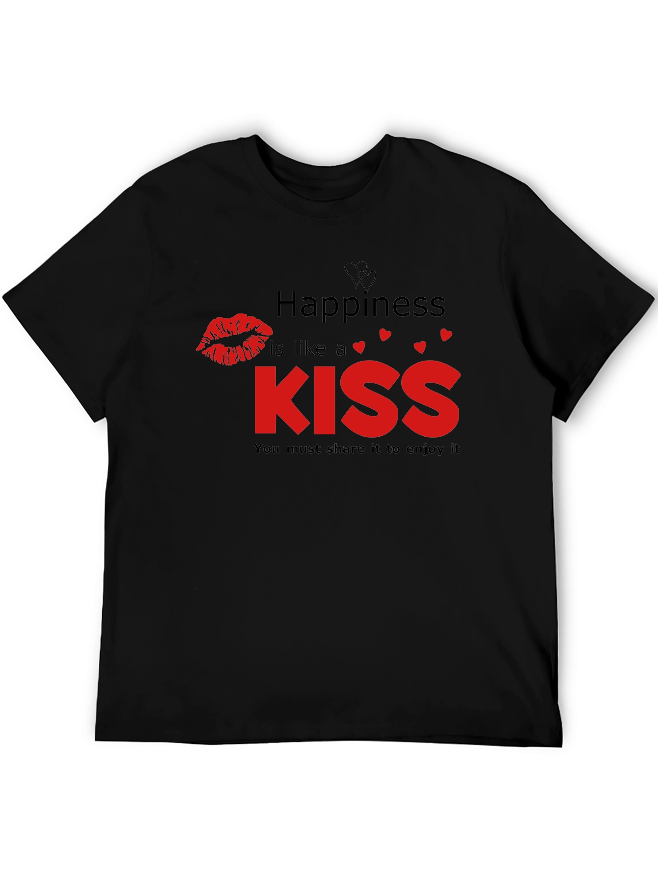 Happiness Kiss Graphic Tee - Black