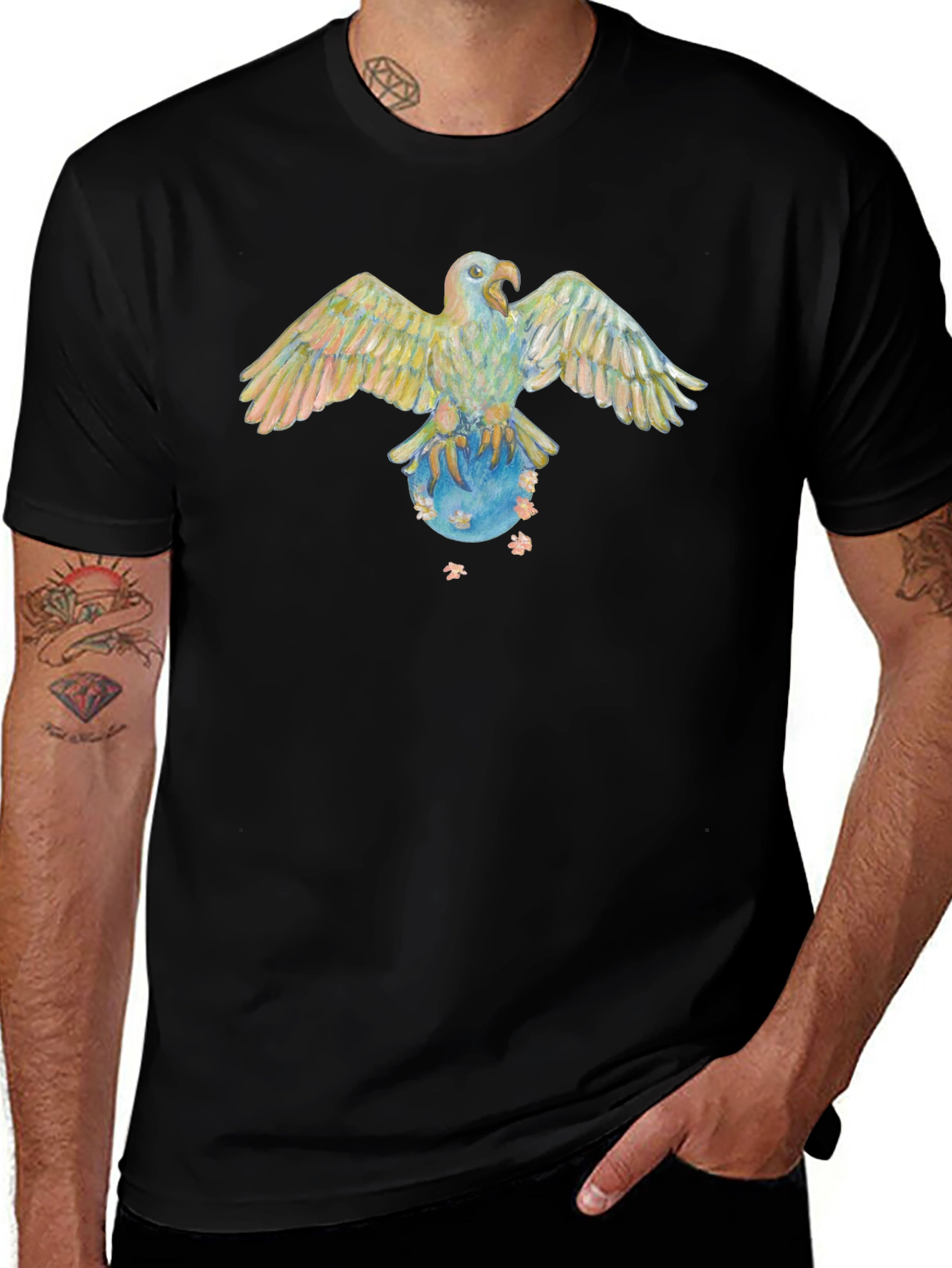 Eagle on Globe Graphic Black T-Shirt