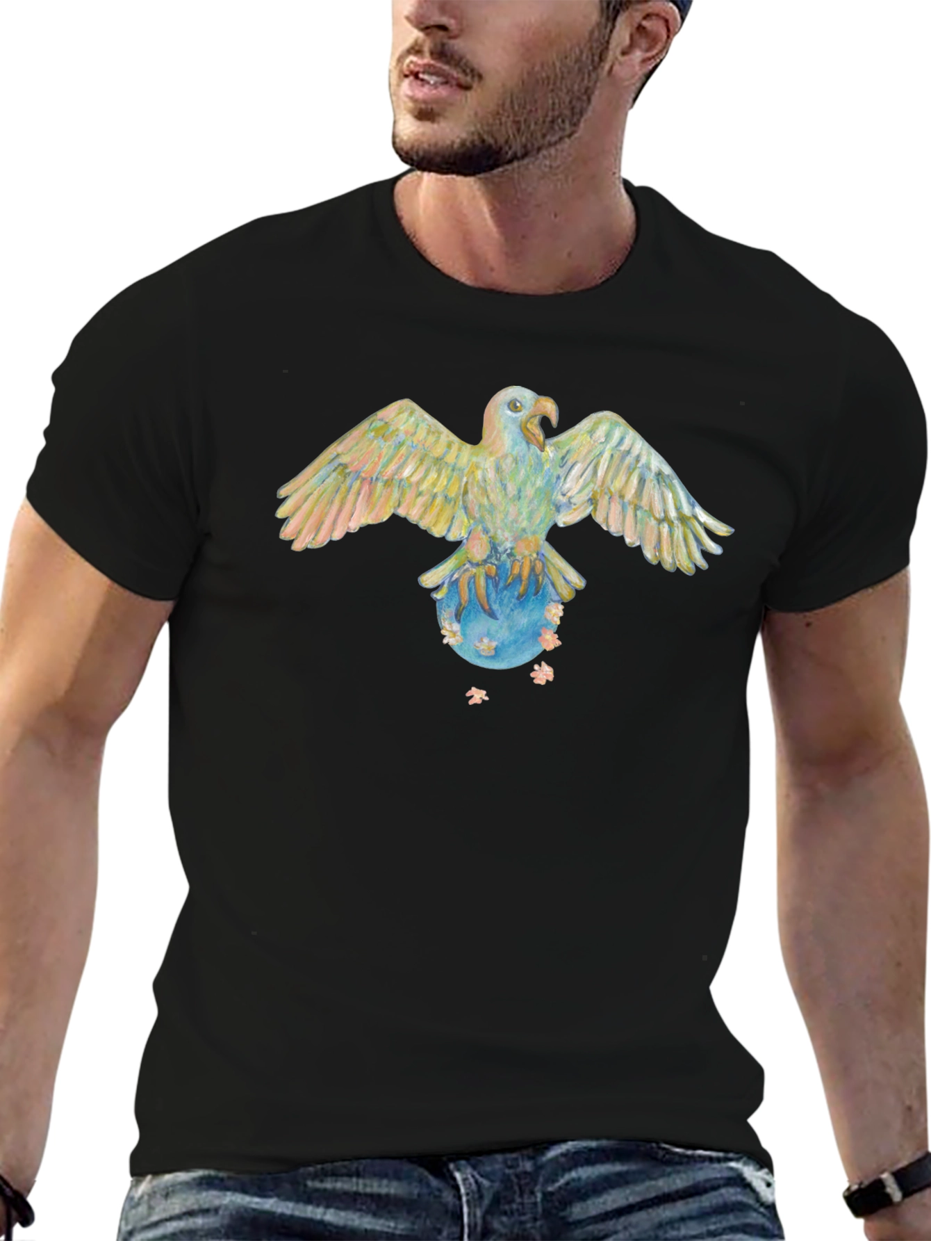 Eagle on Globe Graphic Black T-Shirt