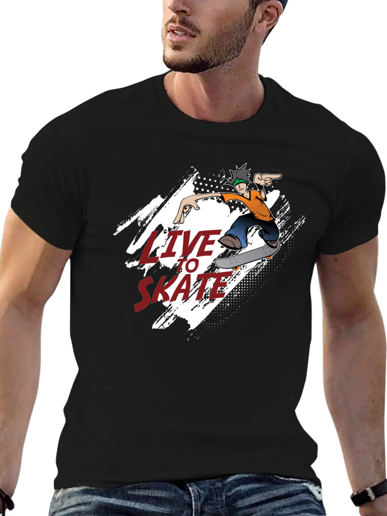 Live To Skate T-Shirt - Black Skater Tee