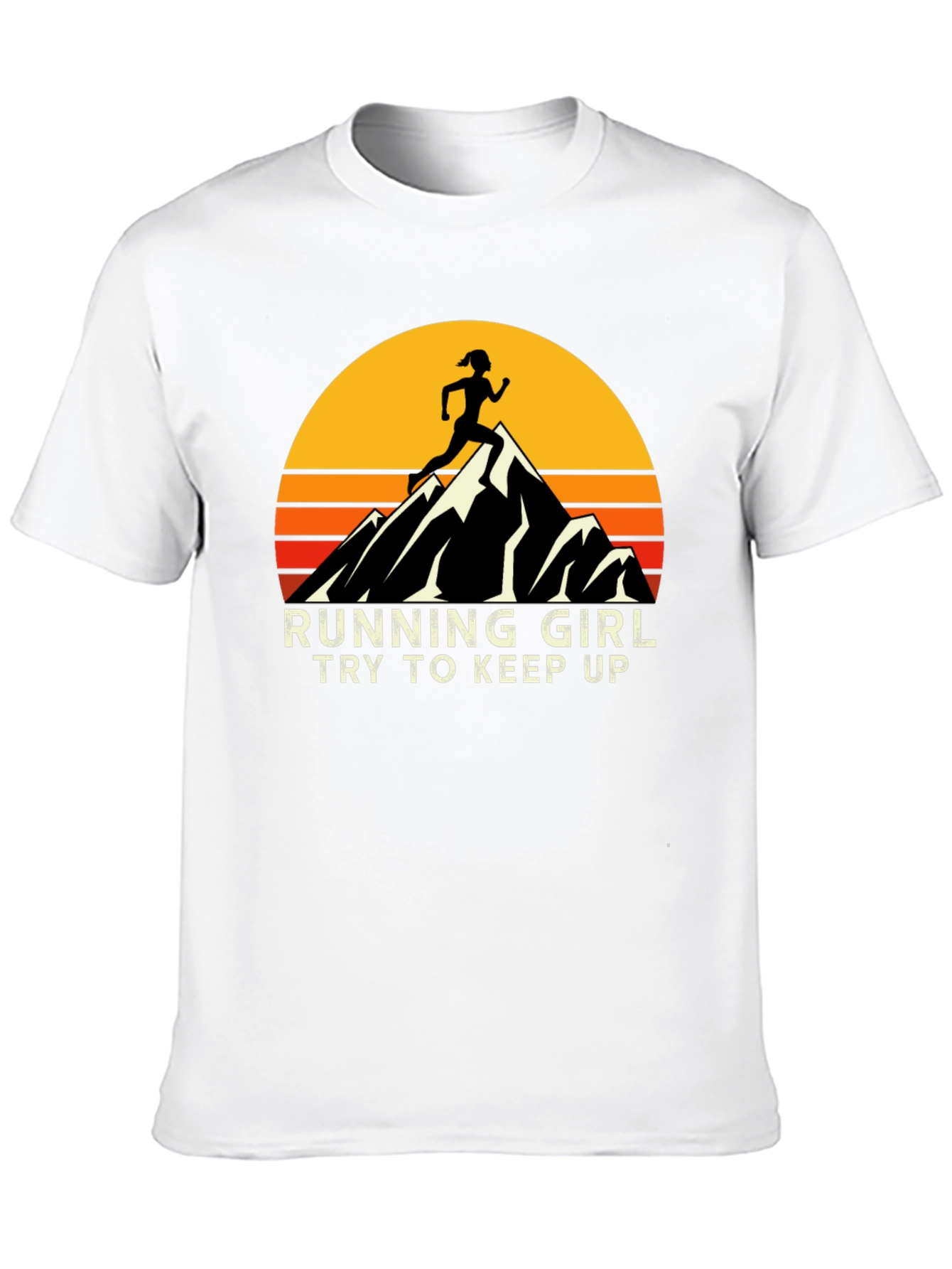 Running Girl T-Shirt - Retro Mountain Graphic Tee