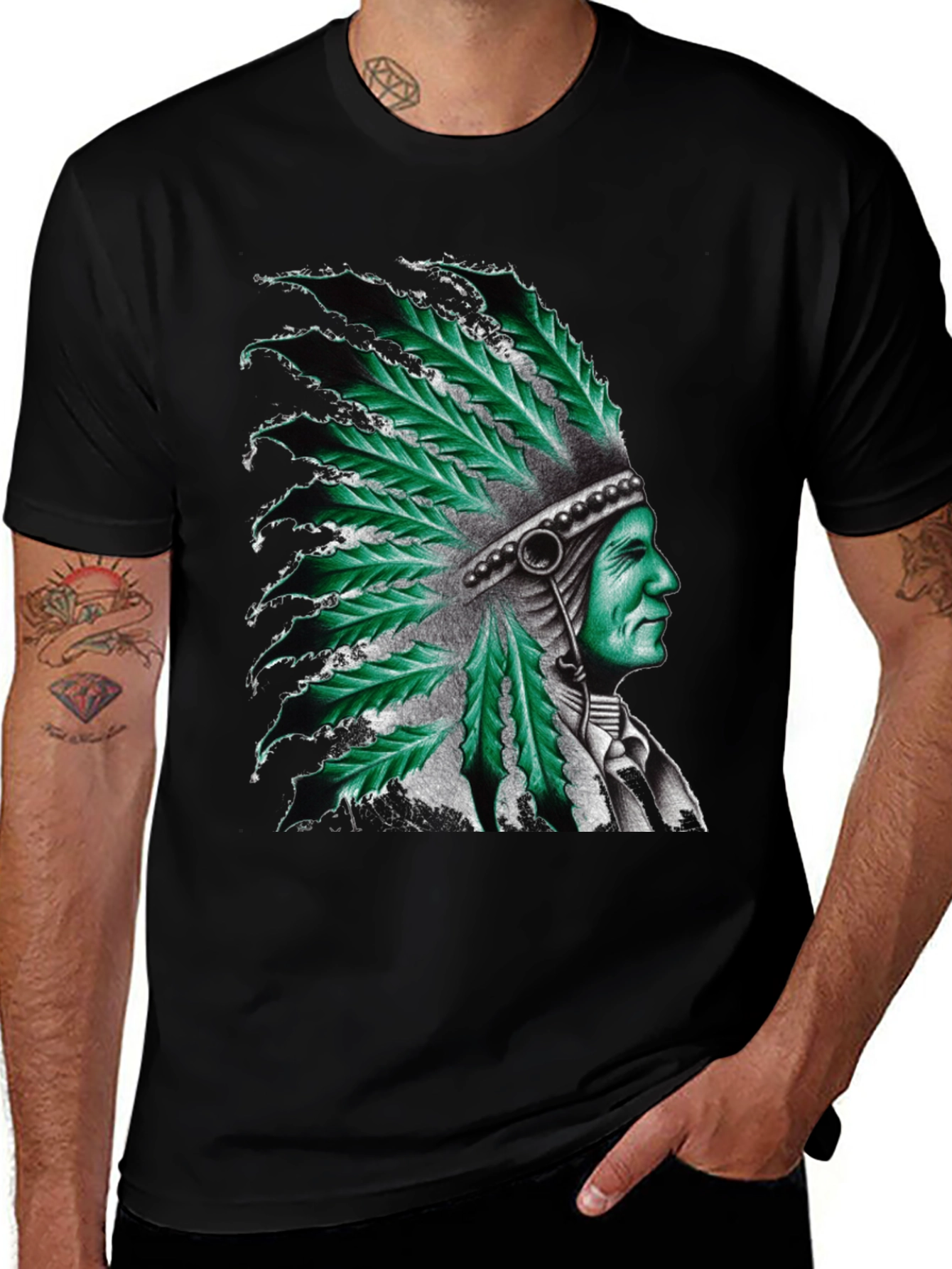 Cannabis Leaf Headdress Graphic Tee