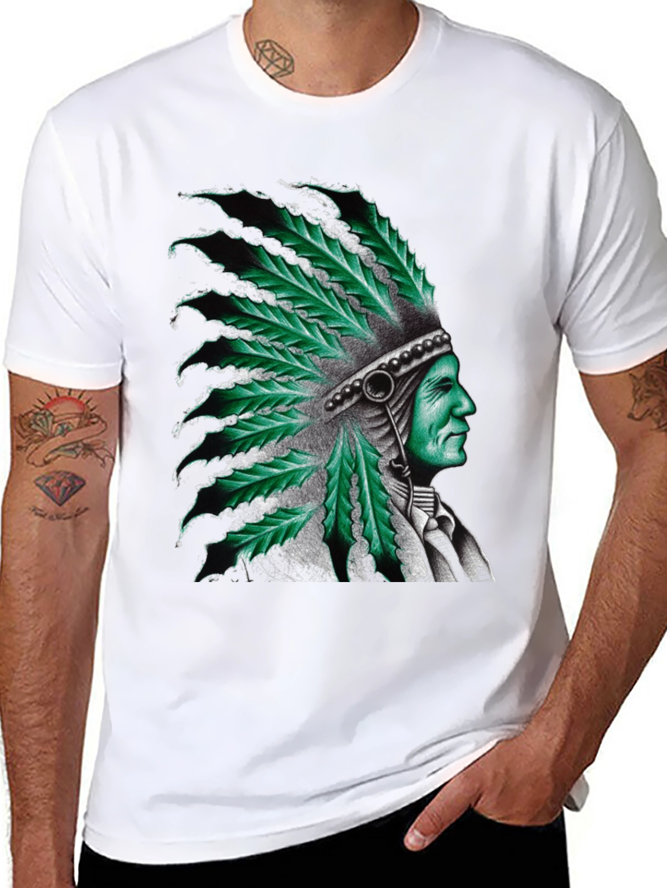 Cannabis Leaf Headdress Graphic Tee
