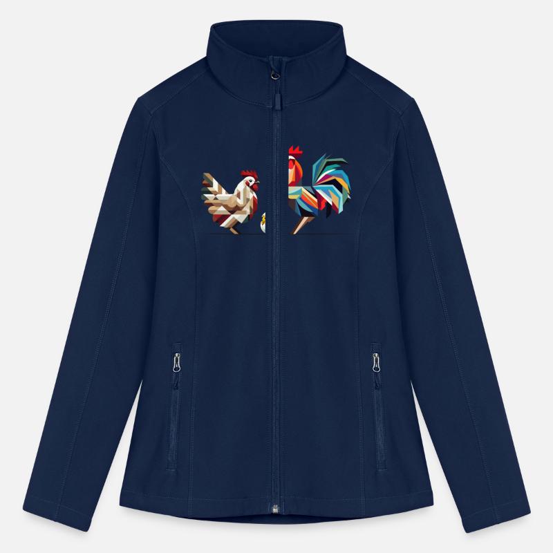 Rooster, Hen, and Chick – Geometric Easter Motif