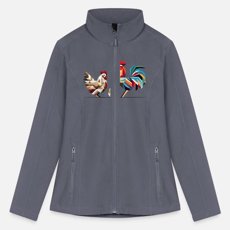 Rooster, Hen, and Chick – Geometric Easter Motif