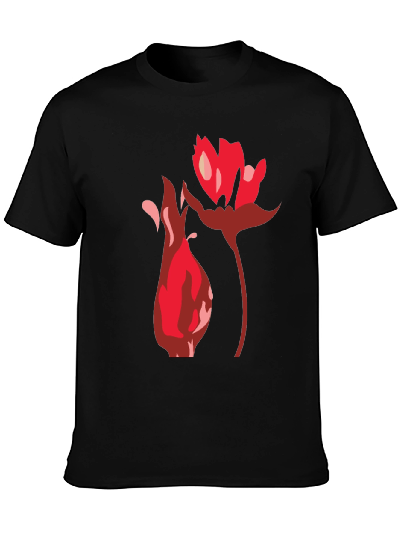 Black T-Shirt with Bold Floral Graphic