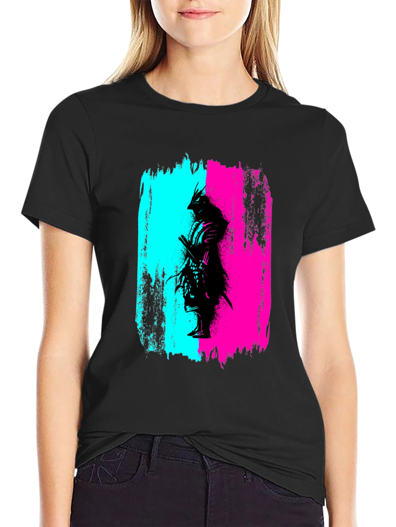 Samurai Graphic Print T-Shirt - Black