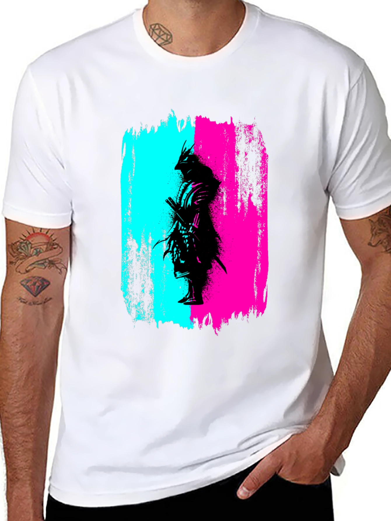 Samurai Graphic Print T-Shirt - Black