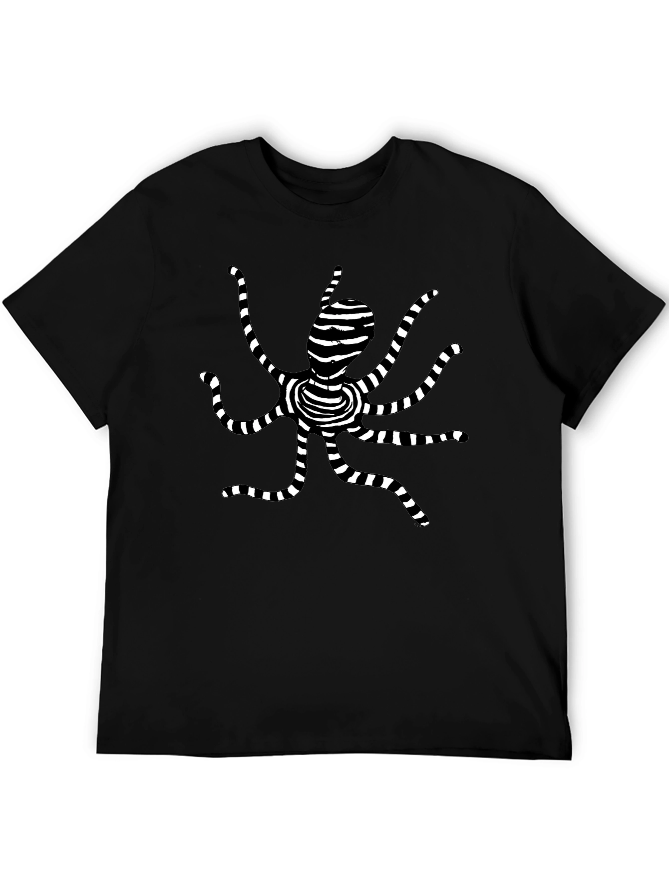 Stripped Octopus Graphic Tee - Black