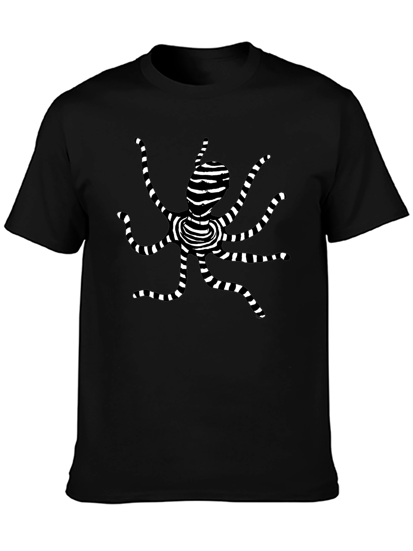 Stripped Octopus Graphic Tee - Black