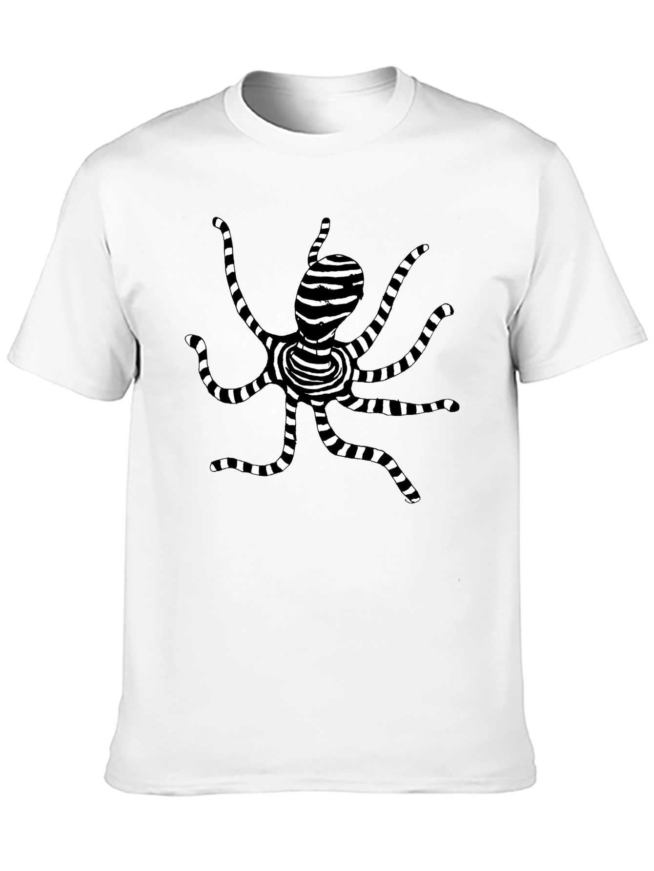 Stripped Octopus Graphic Tee - Black
