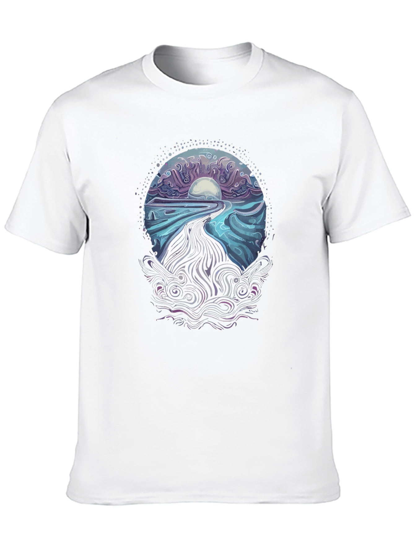 Mystical Ocean Wave T-Shirt - Black