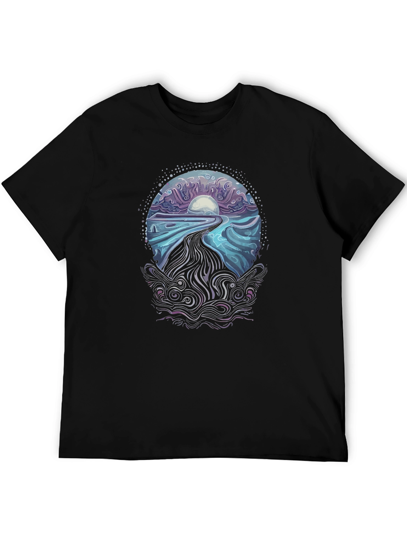 Mystical Ocean Wave T-Shirt - Black