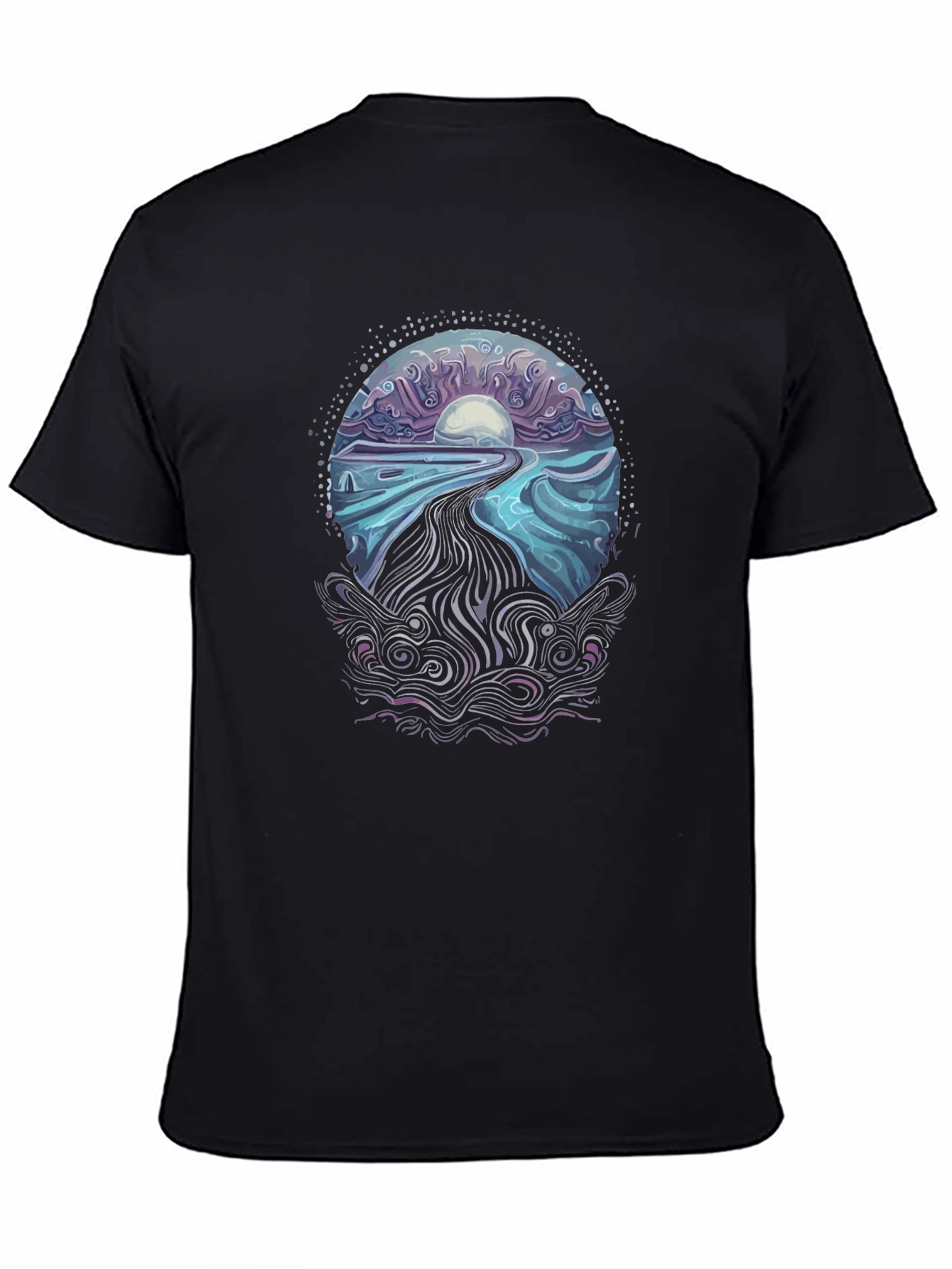 Mystical Ocean Wave T-Shirt - Black