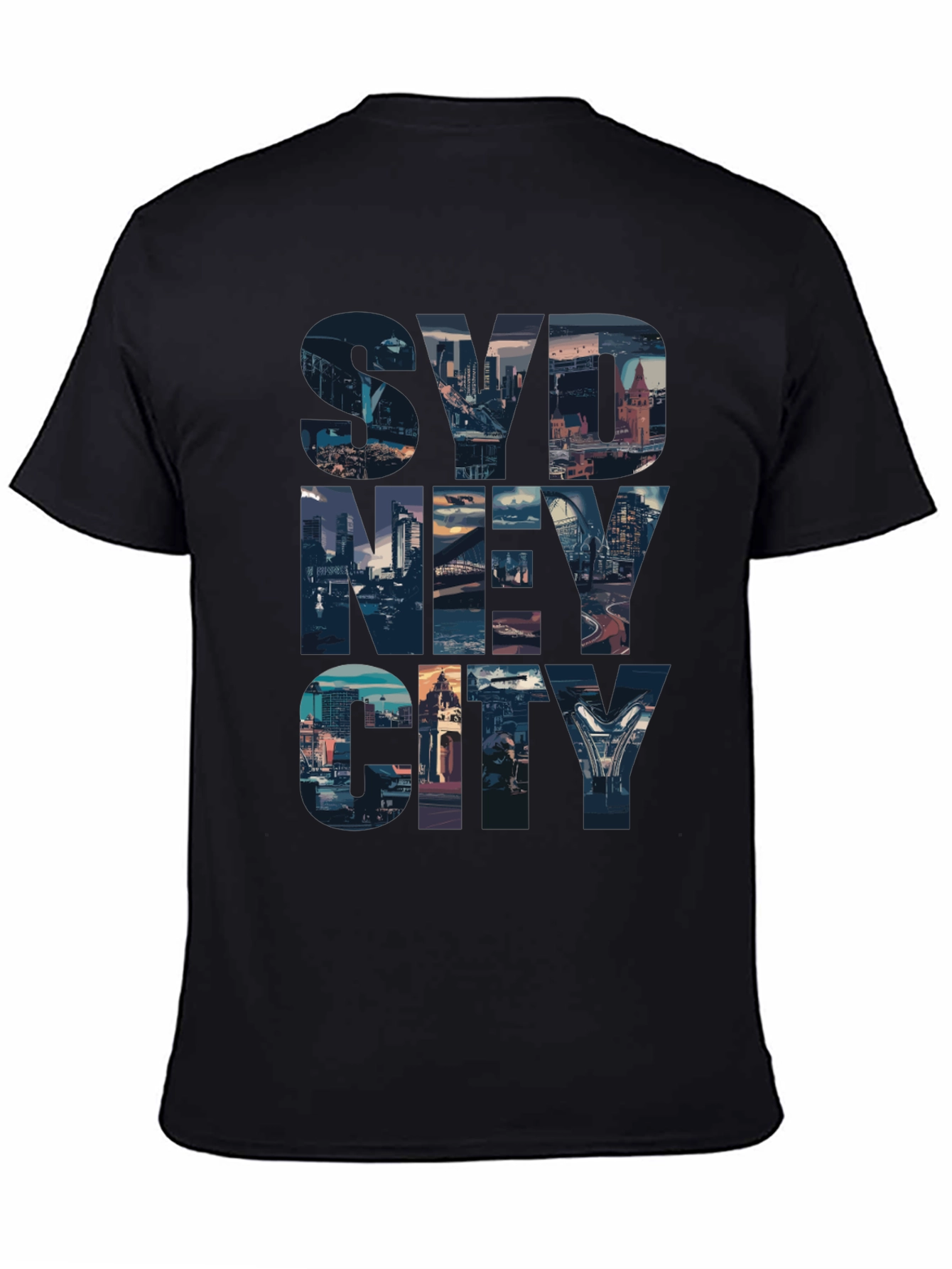 Sydney Cityscape Graphic Tee - Black Cotton Casual T-Shirt