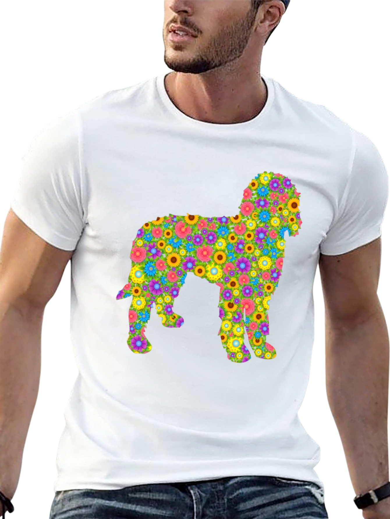 Floral Dog Graphic T-Shirt - Unique Design