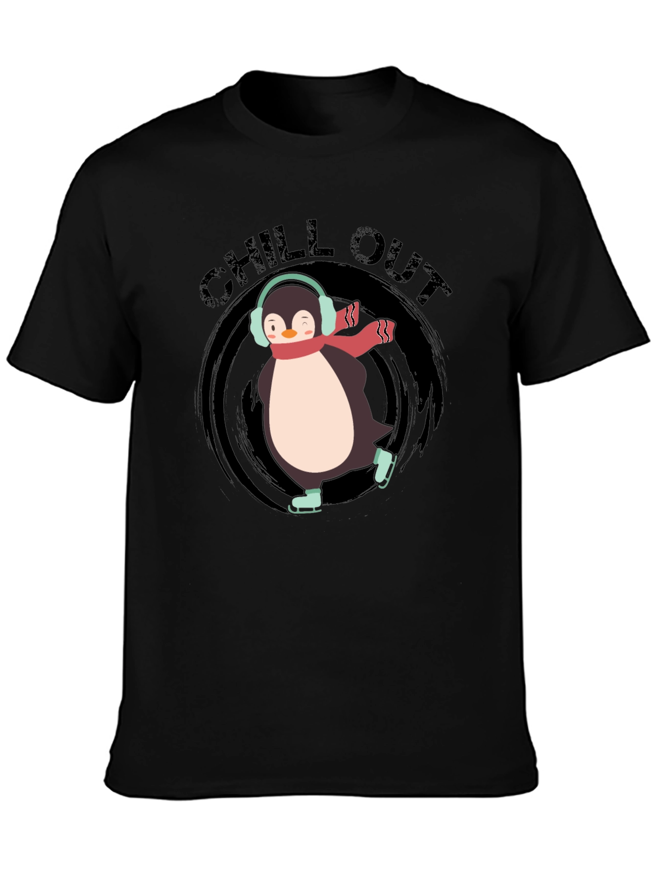 Chill Out Penguin Graphic Tee - Black
