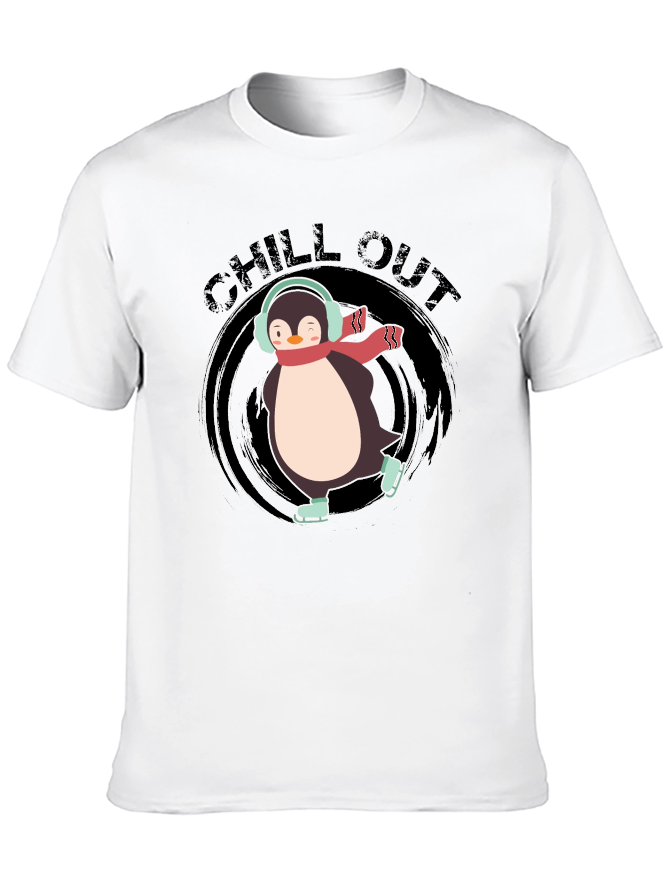 Chill Out Penguin Graphic Tee - Black