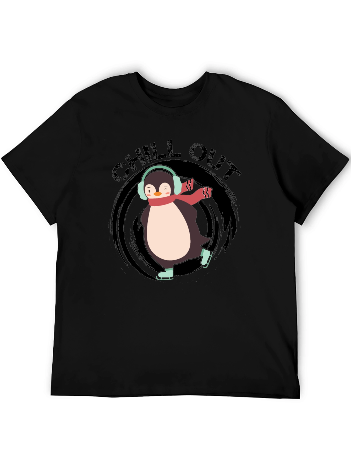 Chill Out Penguin Graphic Tee - Black