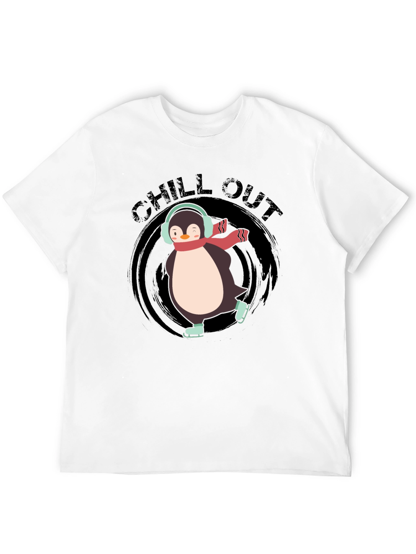 Chill Out Penguin Graphic Tee - Black