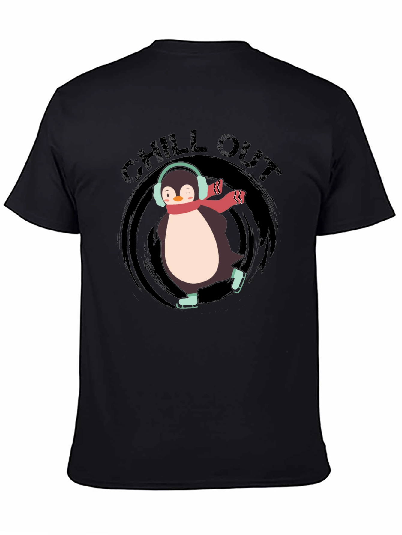 Chill Out Penguin Graphic Tee - Black