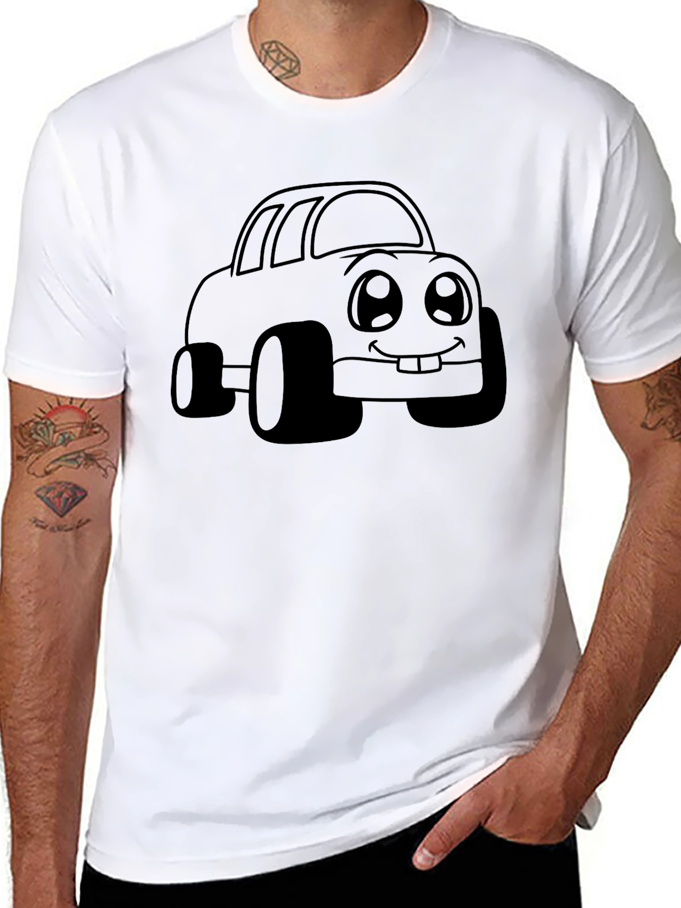 Cartoon Car Graphic Black T-Shirt