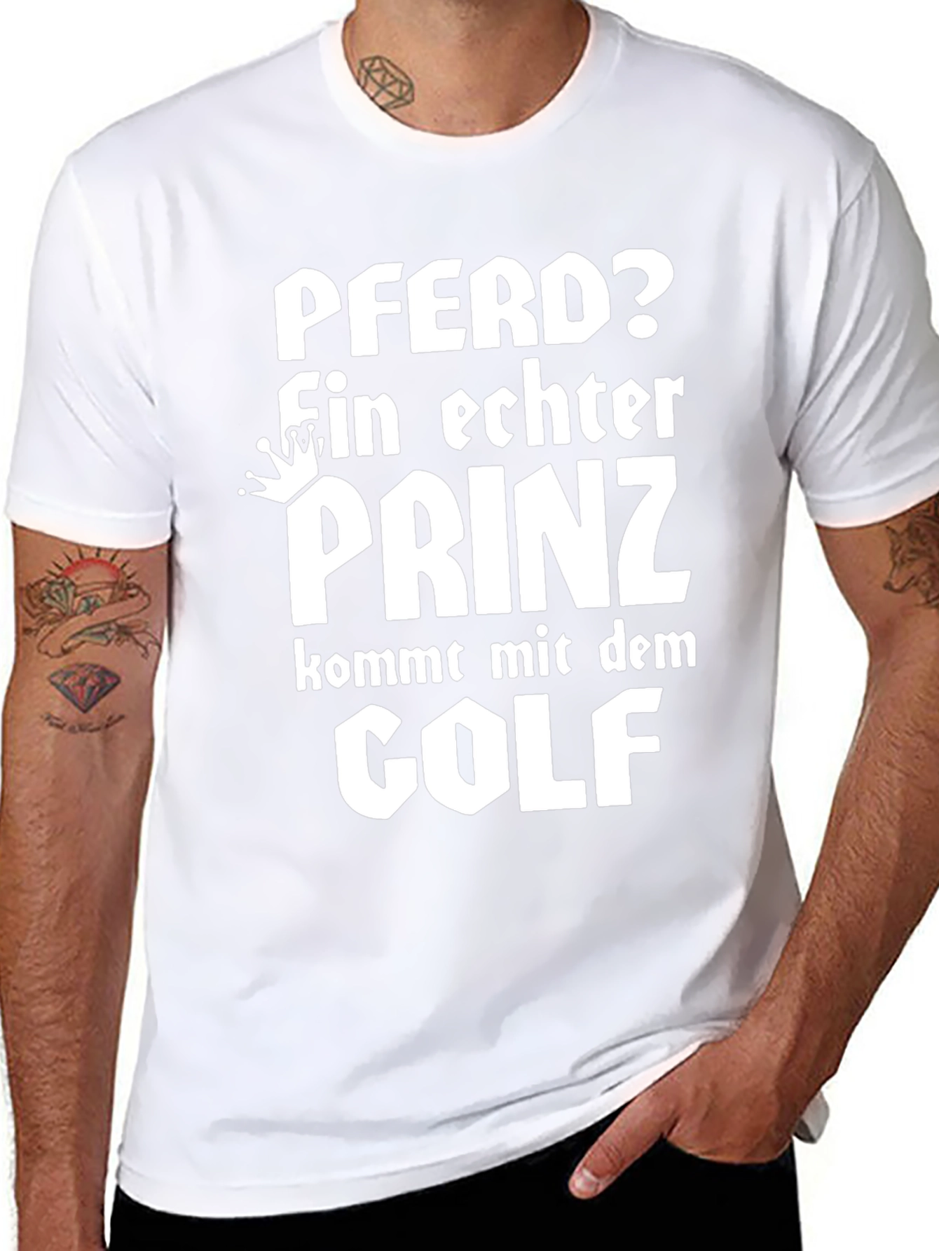 Pferd Prinz Golf Mens Black T-Shirt