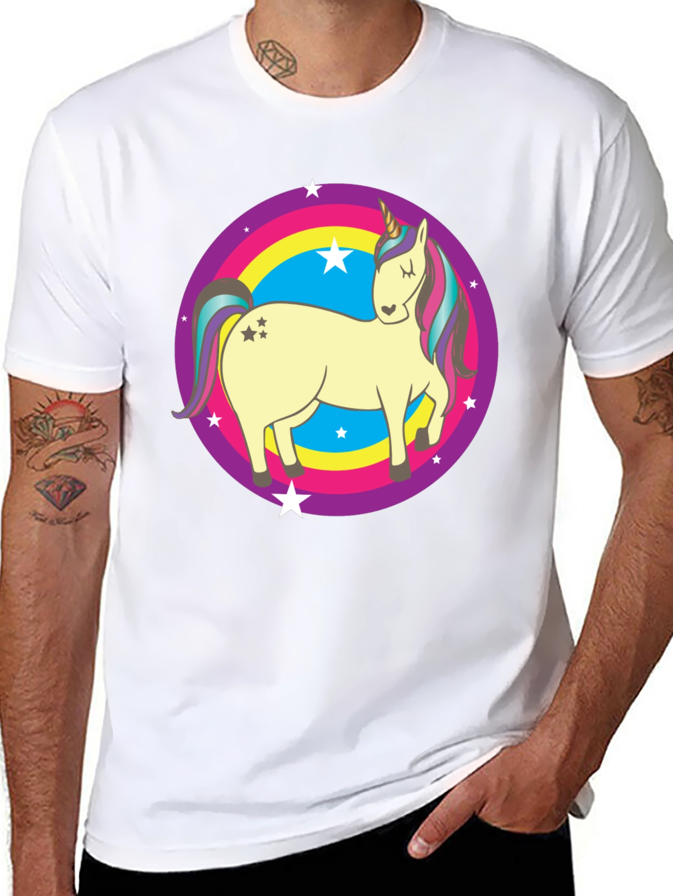 Unicorn Rainbow Circle Graphic T-Shirt