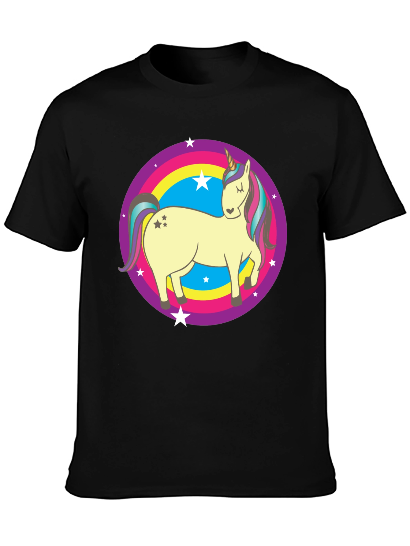 Unicorn Rainbow Circle Graphic T-Shirt
