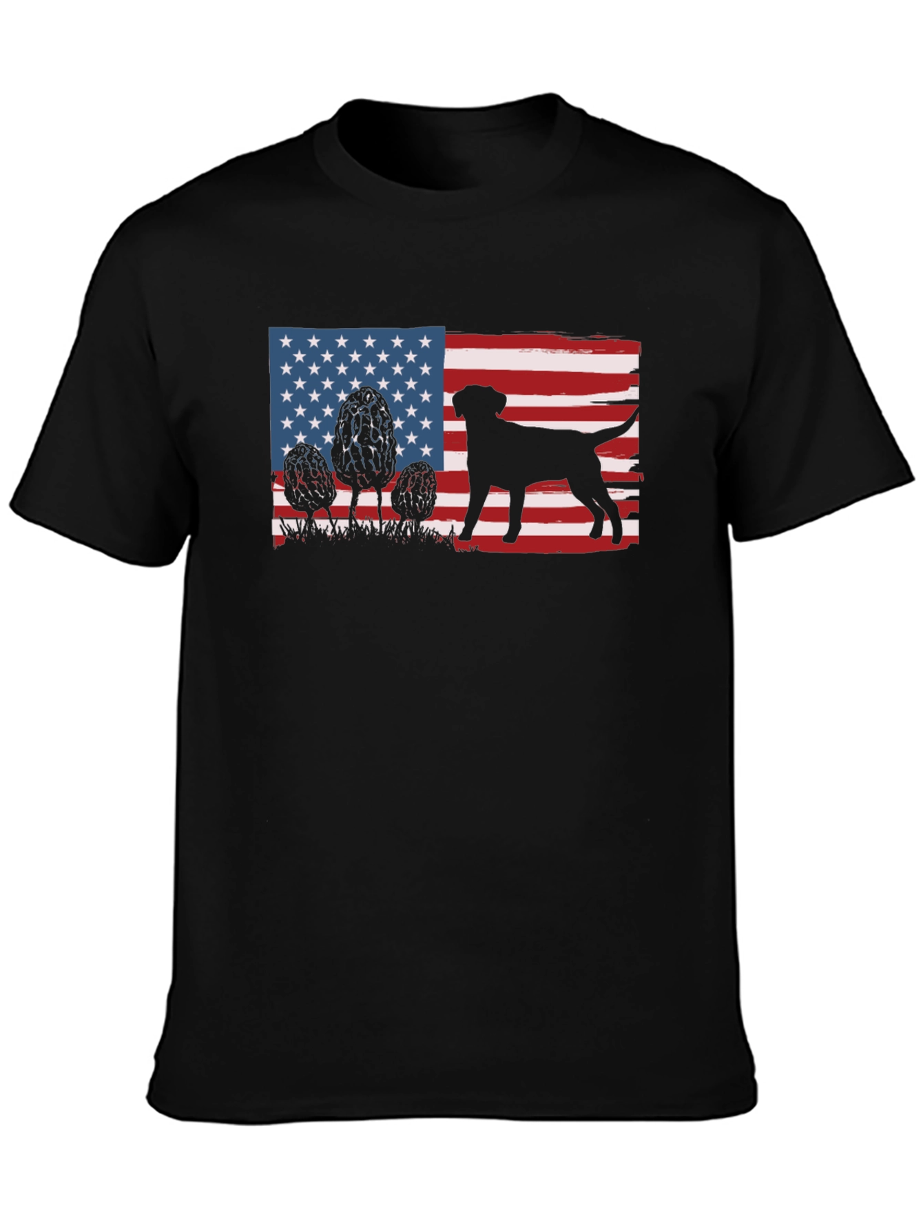 American Flag Dog Silhouette T-Shirt