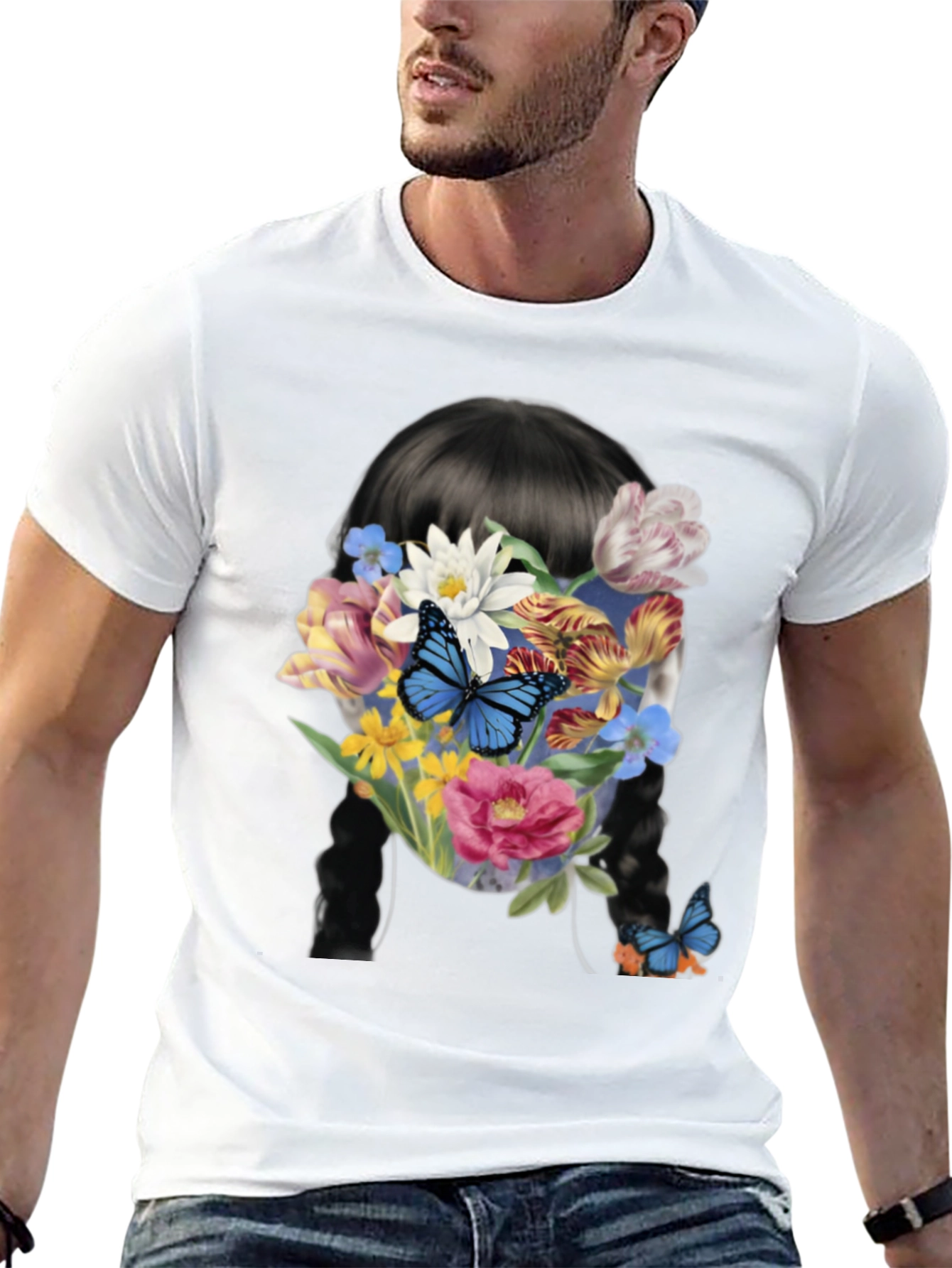 Floral Butterfly Graphic Tee - Trendy Black T-Shirt