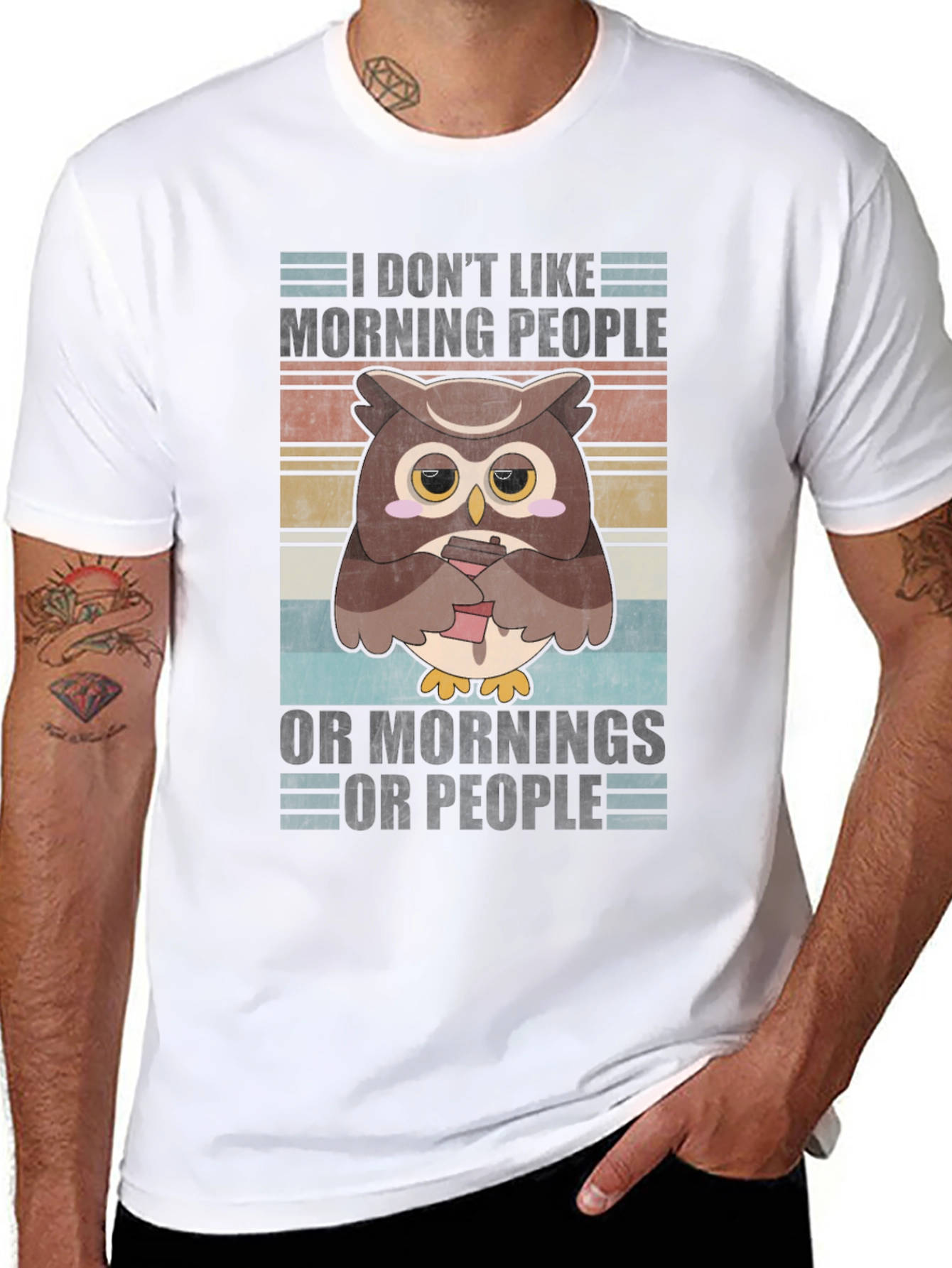 Funny Owl T-Shirt: I Dont Like Morning People