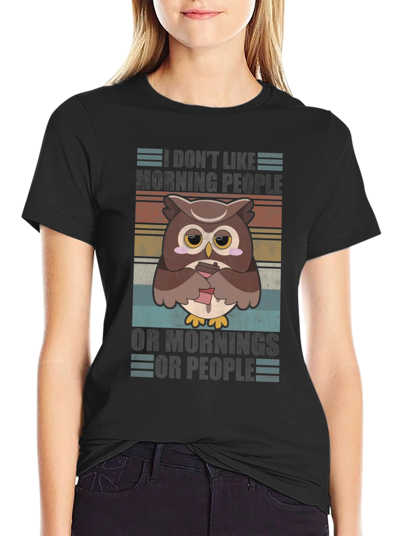 Funny Owl T-Shirt: I Dont Like Morning People