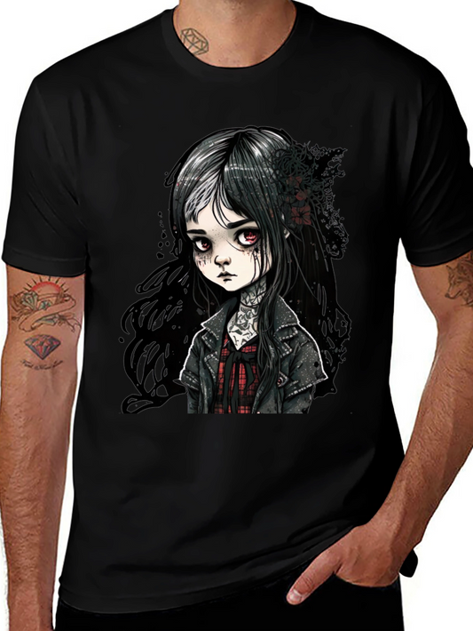 Gothic Doll Graphic Tee - Unisex Black T-Shirt